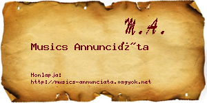 Musics Annunciáta névjegykártya